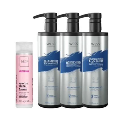 Imagem de Cadiveu Shampoo Quartzo 250ml + Wess Kit NanoSelagem500ml