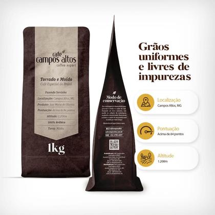 Café Especial Torrado e Moído 1kg 100% Arábica - Café Especial Campos Altos - Café Campos Altos Imagem de Café Especial Torrado e Moído 1kg 100% Arábica - Café Especial Campos Altos