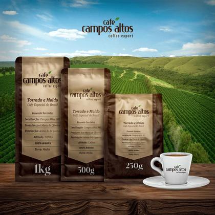 Café Especial Torrado e Moído 500g 100% Arábica - Café Especial Campos Altos - Café Campos Altos Imagem de Café Especial Torrado e Moído 500g 100% Arábica - Café Especial Campos Altos