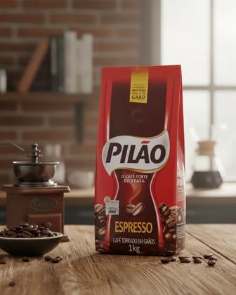 Imagem de Café Especial Torrado em Grãos Espresso Pilão Pouch Pacote 1kg