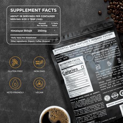 Imagem de Café Immortal Drip Shilajit Organic Dark Roast Ground