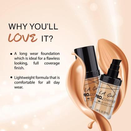 Imagem de Café Liquid Foundation L.A. Girl Pro Coverage 28 ml