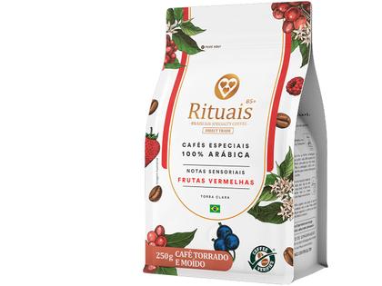 Café Moído Especial 3 Corações Rituais 85+ Frutas Vermelhas 100% Arábica Pacote 250g Imagem de Café Moído Especial 3 Corações Rituais 85+ Frutas Vermelhas 100% Arábica Pacote 250g