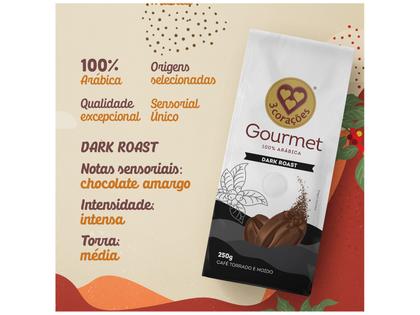 Imagem de Café Moído Gourmet 3 Corações 100% Arábica Dark Roast 250g