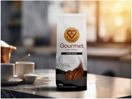 Imagem de Café Moído Gourmet 3 Corações 100% Arábica Dark Roast 250g