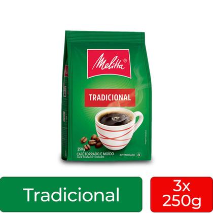 Imagem de Café Moído Melitta Tradicional Kit 3 Pacotes de 250g