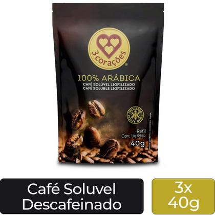 Imagem de Café Solúvel 100% Arábica Três Corações Kit 3 Refis de 40g