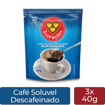 Imagem de Café Solúvel Descafeinado Três Corações Kit 3 Refis de 40g