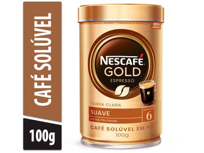 Café Solúvel Nescafé Gold Espresso Intensidade 6 - Lata 100g Imagem de Café Solúvel Nescafé Gold Espresso Intensidade 6 - Lata 100g