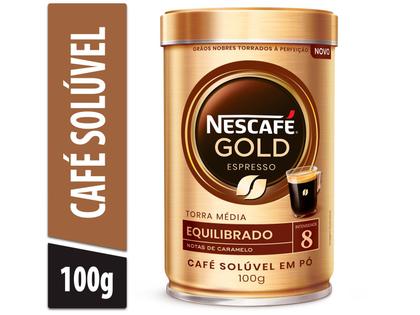 Café Solúvel Nescafé Gold Espresso Intensidade 8 - Lata 100g Imagem de Café Solúvel Nescafé Gold Espresso Intensidade 8 - Lata 100g