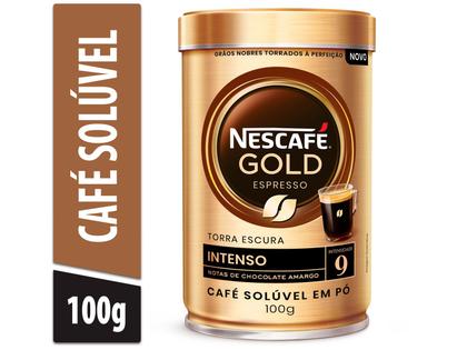 Café Solúvel Nescafé Gold Espresso Intensidade 9 - Lata 100g Imagem de Café Solúvel Nescafé Gold Espresso Intensidade 9 - Lata 100g