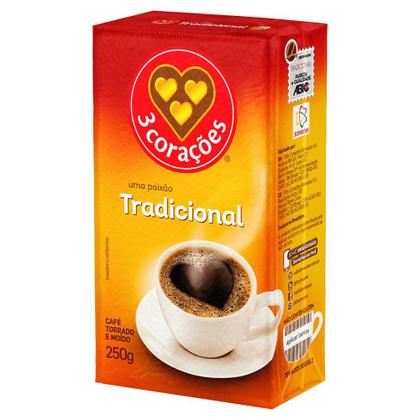 Imagem de Café Torrado e Moído 3 Corações Tradicional a Vácuo 250g