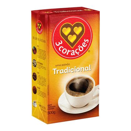 Imagem de Café Torrado e Moído 3 Corações Tradicional a Vácuo 500g