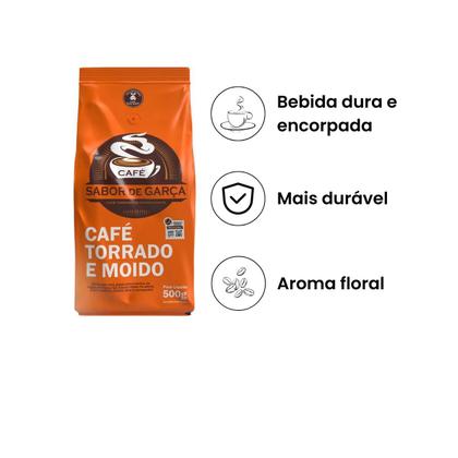 Imagem de Cafe torrado e moido tradicional em pó sabor de garça 500g