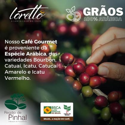 Café Torrado em Grãos Arábica Gourmet Loretto 500g - Loretto Cafés Especiais Imagem de Café Torrado em Grãos Arábica Gourmet Loretto 500g