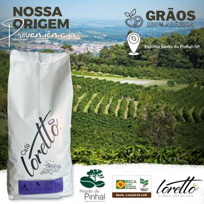 Café Torrado em Grãos Arábica Gourmet Loretto 500g - Loretto Cafés Especiais Imagem de Café Torrado em Grãos Arábica Gourmet Loretto 500g