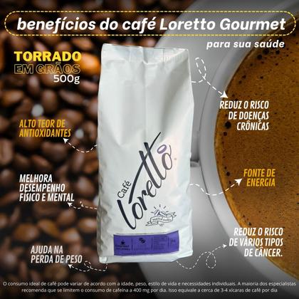 Café Torrado em Grãos Arábica Gourmet Loretto 500g - Loretto Cafés Especiais Imagem de Café Torrado em Grãos Arábica Gourmet Loretto 500g