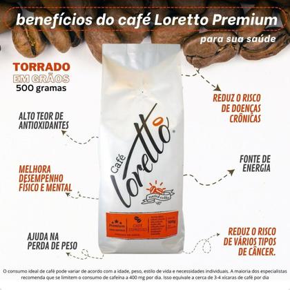 Café Torrado em Grãos Arábica Premium Loretto 500g Imagem de Café Torrado em Grãos Arábica Premium Loretto 500g