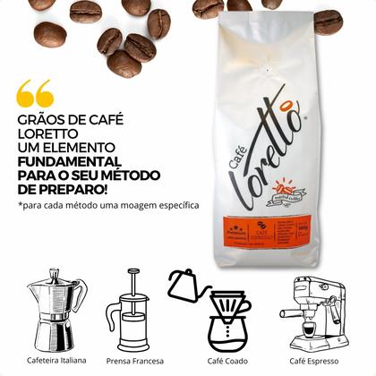 Café Torrado em Grãos Arábica Premium Loretto 500g Imagem de Café Torrado em Grãos Arábica Premium Loretto 500g
