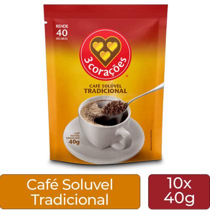 Imagem de Café Três Corações Solúvel Tradicional Kit 10 Pacotes de 40g