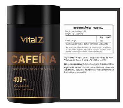 Imagem de Caféina 400mg vitalz 200mg a cada capsulas.