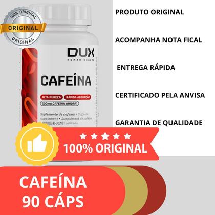 Imagem de Cafeína DUX 200mg 90 Cápsulas  Original Alta Concentração