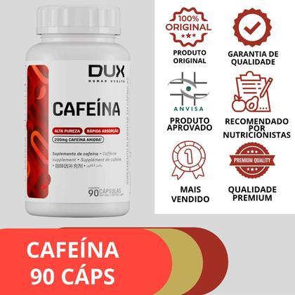 Imagem de Cafeína DUX 200mg 90 Cápsulas  Original Alta Concentração