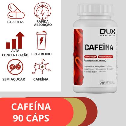 Imagem de Cafeína DUX 200mg 90 Cápsulas  Original Alta Concentração
