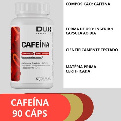 Imagem de Cafeína DUX 200mg 90 Cápsulas  Original Alta Concentração
