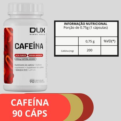 Imagem de Cafeína DUX 200mg 90 Cápsulas  Original Alta Concentração