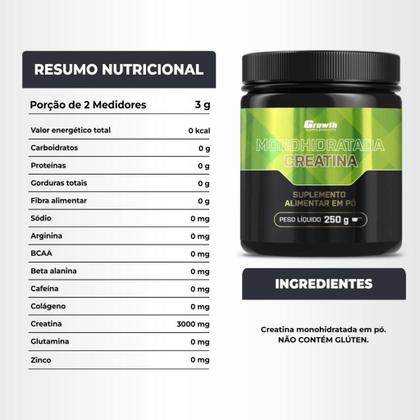 Imagem de Cafeina Pura 200mg 120 Caps + Creatina Pura 250g Growth