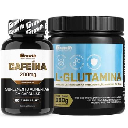 Imagem de Cafeina Pura 200mg 60 Caps + Glutamina Pura 250g Growth