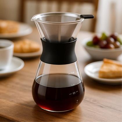 Imagem de Cafeteira 400ml Em Vidro Borossilicato Com Coador Aço Inox