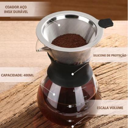 Imagem de Cafeteira 400ml Em Vidro Borossilicato Com Coador Aço Inox
