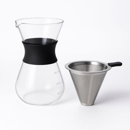 Imagem de Cafeteira 400ml Em Vidro Borossilicato Com Coador Aço Inox