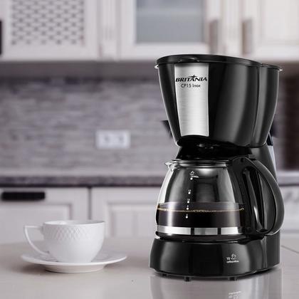 Imagem de Cafeteira Britânia CP15 Vidro Preto com Inox
