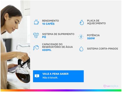 Imagem de Cafeteira Elétrica Britânia CP15 600ml Preta / Inox