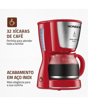 Imagem de Cafeteira Elétrica Dolce Arome Mondial Vermelho/Inox 800W