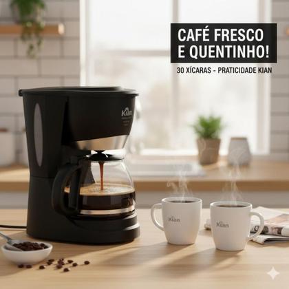 Imagem de Cafeteira Elétrica Kian CF101 800W  Até 30 Xícaras  Jarra de Vidro Temperado  127V