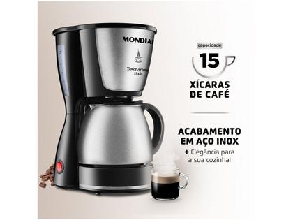 Imagem de Cafeteira Eletrica Mondial C-34 JI-15X Bella Arome Inox - 550W - Ate 15 Xicaras - 110V - Preto