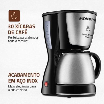 Imagem de Cafeteira Elétrica Mondial C-37JI-30X 800W Preto Inox 220V