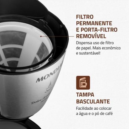 Imagem de Cafeteira Elétrica Mondial C-37JI-30X 800W Preto Inox 220V