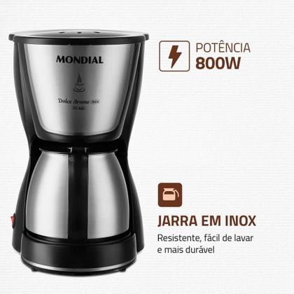 Imagem de Cafeteira Elétrica Mondial C-37JI-30X 800W Preto Inox 220V