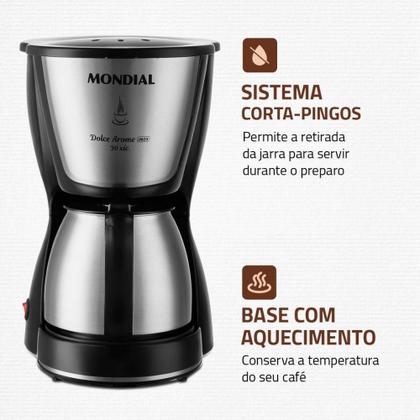 Imagem de Cafeteira Elétrica Mondial Dolce Arome C-37ji-30x 800w Preto/inox 220 V