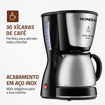 Imagem de Cafeteira Elétrica Mondial Dolce Arome C-37ji-30x 800w Preto-inox 220V