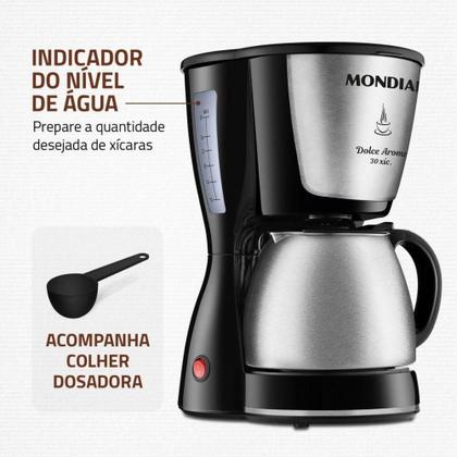 Imagem de Cafeteira Elétrica Mondial Dolce Arome C-37ji-30x 800w Preto-inox 220V