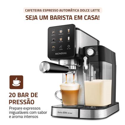 Imagem de Cafeteira Espresso Automática Dolce Latte 20 bar Mondial Preto/Inox - CCL-01