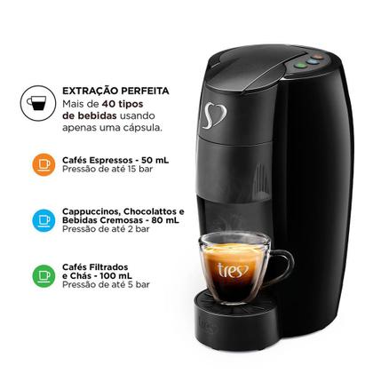 Imagem de Cafeteira Espresso LOV 3 Corações Preta Automática 220V