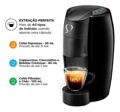 Imagem de Cafeteira Espresso Lov Tres 3 Corações 1250w Preta 220v