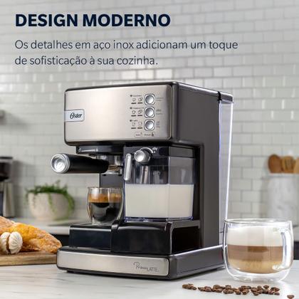 Imagem de Cafeteira Espresso Oster Nova PrimaLatte Inox para Cápsula, Pó e Sachê